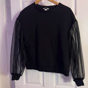 H&M Black Sweatshirt with Sheer Sleeves